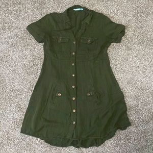 Army green cargo dress with pockets